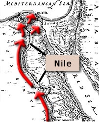 nile map flow direction ancient river egypt showing south north boat flows myths indicating egyptians race figures artsmia nairaland shoulders